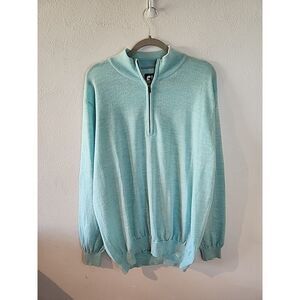 FootJoy Sweater Mens Blue Quarter Zip Pullover Golf Classic Knit FJ Wool XL